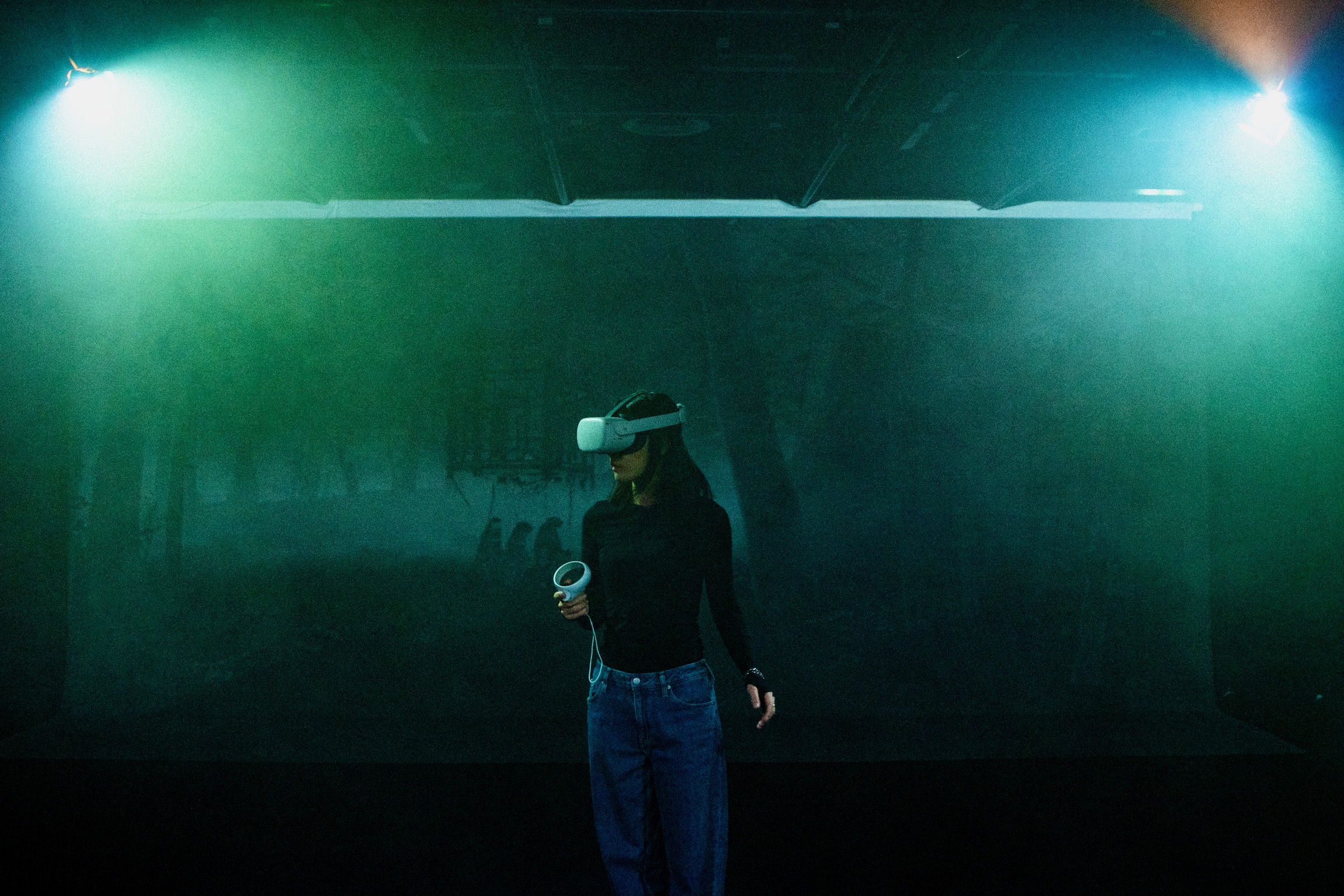 Audience member experiencing the Synaptic Ignition VR environment.